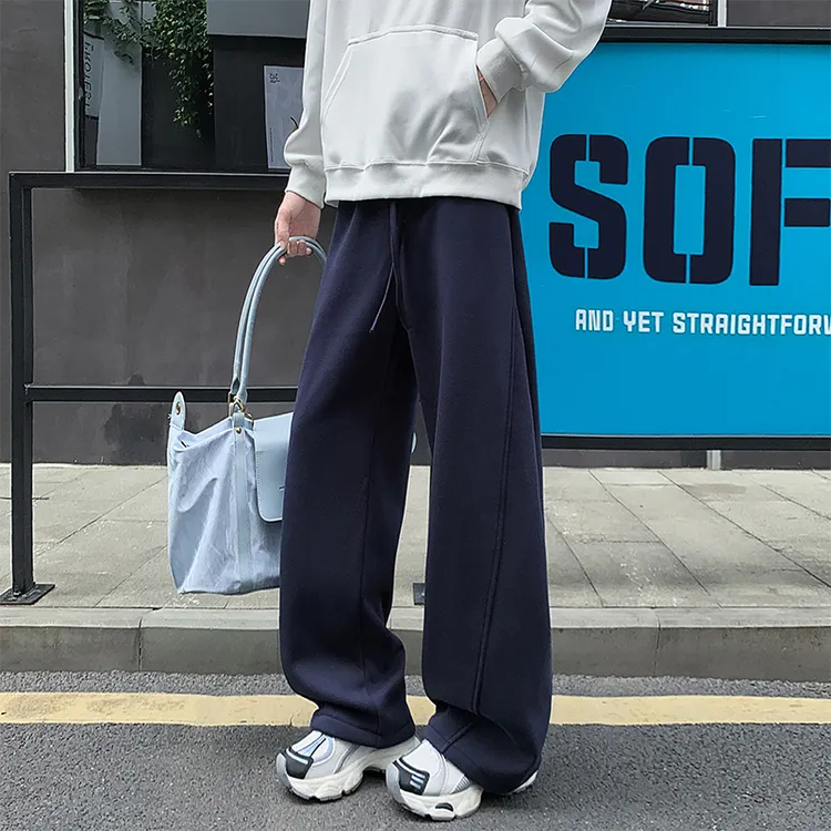 男生直筒裤子男款春秋2025新款休闲卫裤男士秋季弯刀裤阔腿运