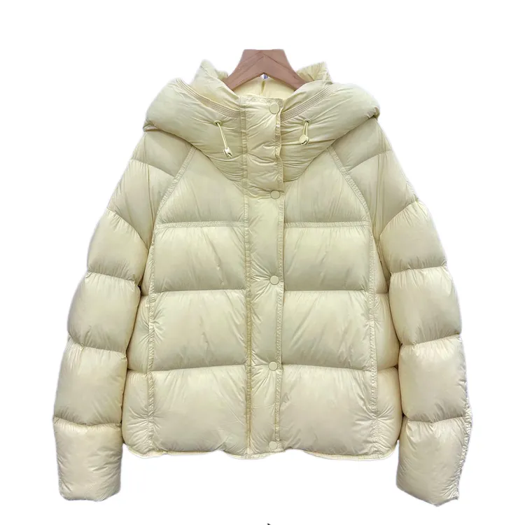 三星90绒泡芙连帽羽绒服女短款加厚保暖韩版拉链面包服2025新款