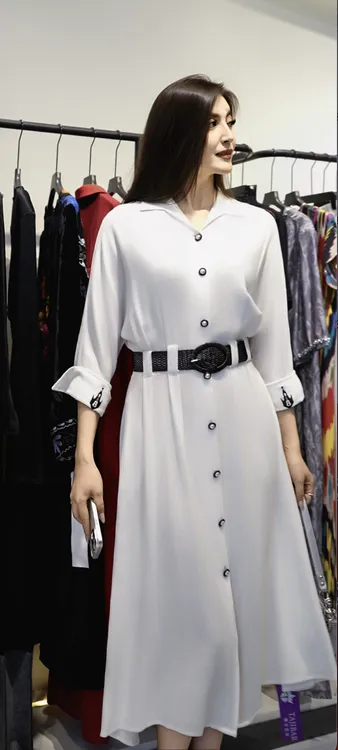 两色可选刺绣亚麻连衣裙气质宽松款式