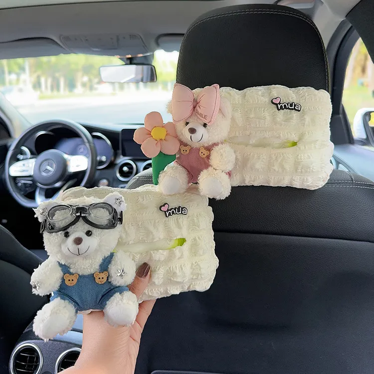 创意车载可爱公仔汽车座椅多功能挂式车内装饰品纸巾包车用纸巾盒