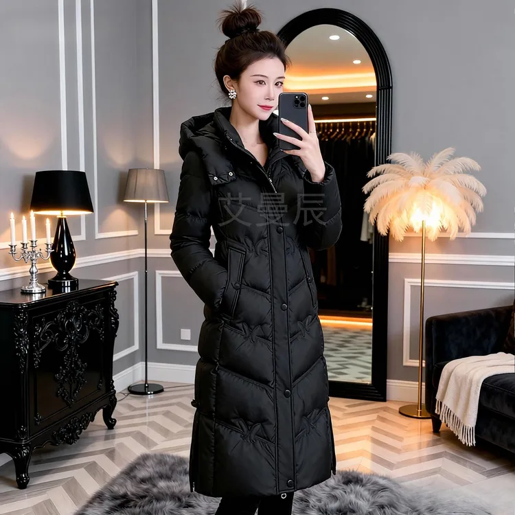 冬季新款蝴蝶款国风过膝长款棉服外套