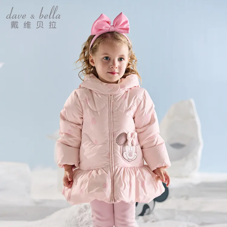 迪士尼IP戴维贝拉儿童三防裙式羽绒服秋冬女宝宝厚外套DB4254303