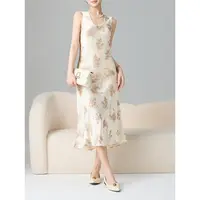 老敏哥100醋酸碎花裙｜法式度假风U领长款背心连衣裙女S04056828