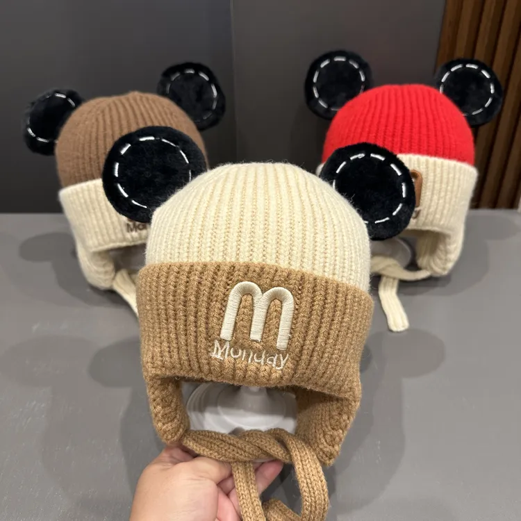 【可爱值拉满】宝宝帽秋冬季婴儿毛线儿童套头帽冬天护耳可爱针织帽