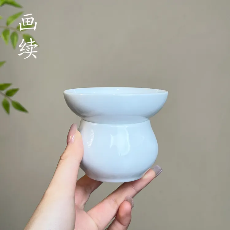 画续白瓷茶漏茶滤家用茶器超细茶叶隔公道杯高档过滤网茶道配件