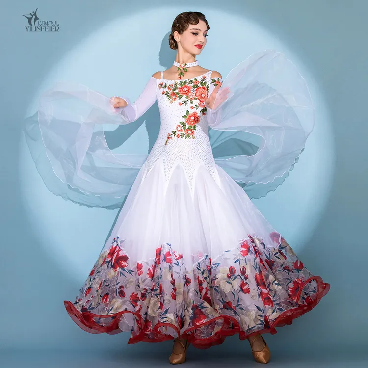 郁金香花语！摩登舞演出服S7105国标舞连衣裙交谊舞摩登舞连衣裙