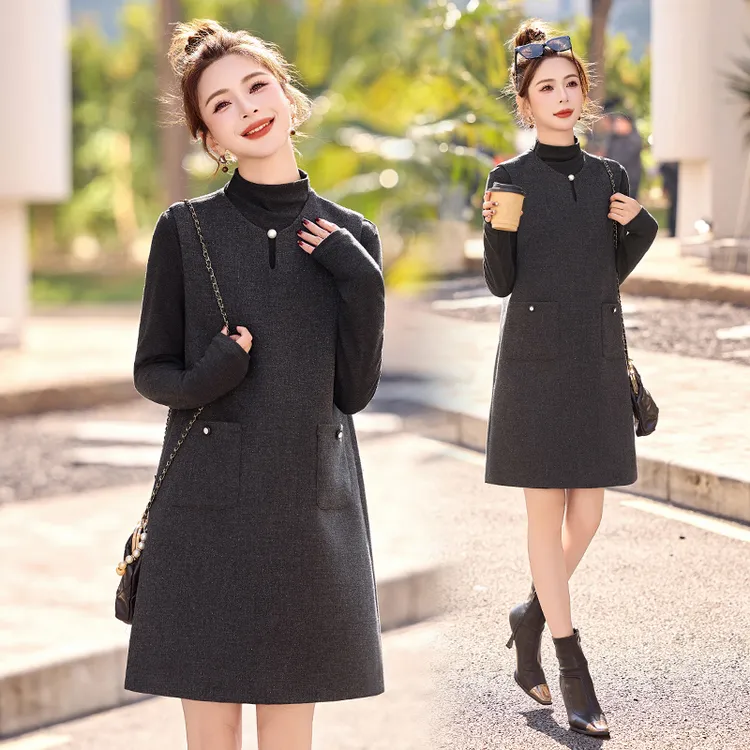 秋冬连衣裙女2025新款千金高级感小香风miu系内搭毛呢背心裙穿搭&