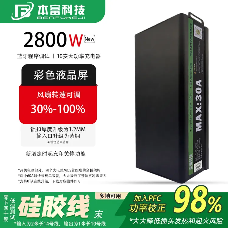 本富2800W大炮可拔插电压电流可调充电器蓝牙小程序调试新款30A