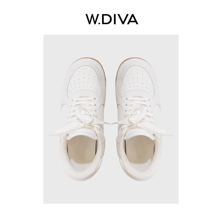 W.Diva【心机鞋】经典小白鞋牛皮厚底小众百搭休闲运动鞋50X172684