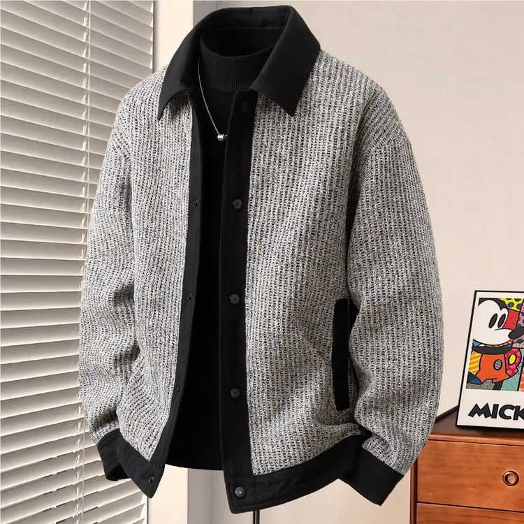 撞色短款冬季男士夹克羽绒宽松潮流冬装鸭绒翻领外套轻薄羽绒服男