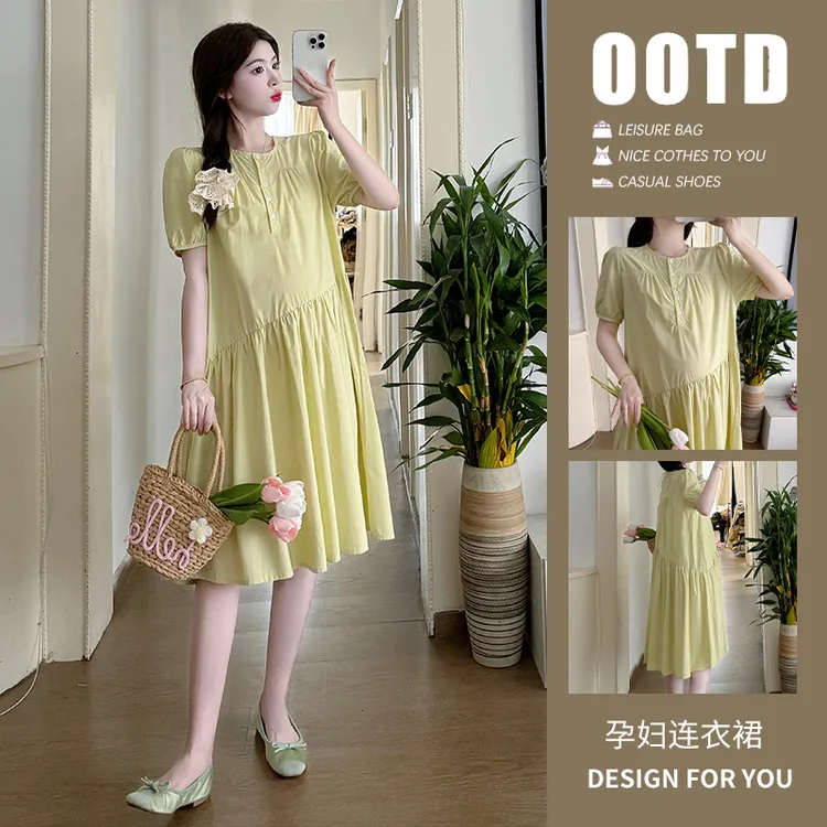 孕妇连衣裙夏季时尚洋气长裙2025新款宽松遮肚孕妇裙子可哺乳