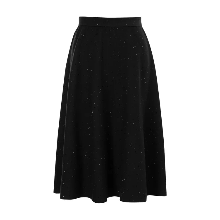 MsShe大码女装冬装优雅松紧腰珠片仿兔绒纱A字半身裙B2510046