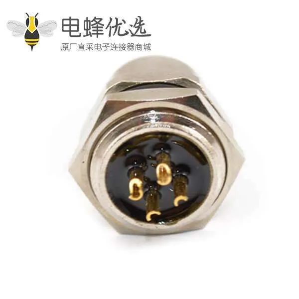 10PCS M12 3芯母头后锁板焊线座子工业连接器防水头