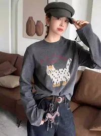 5639秋季新款小猫印花打底
