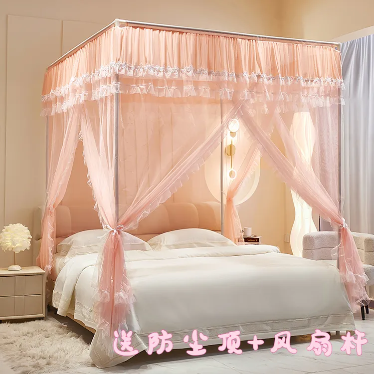高级蚊帐家用2025新款公主风卧室三开门加密加厚落地支架2024白色