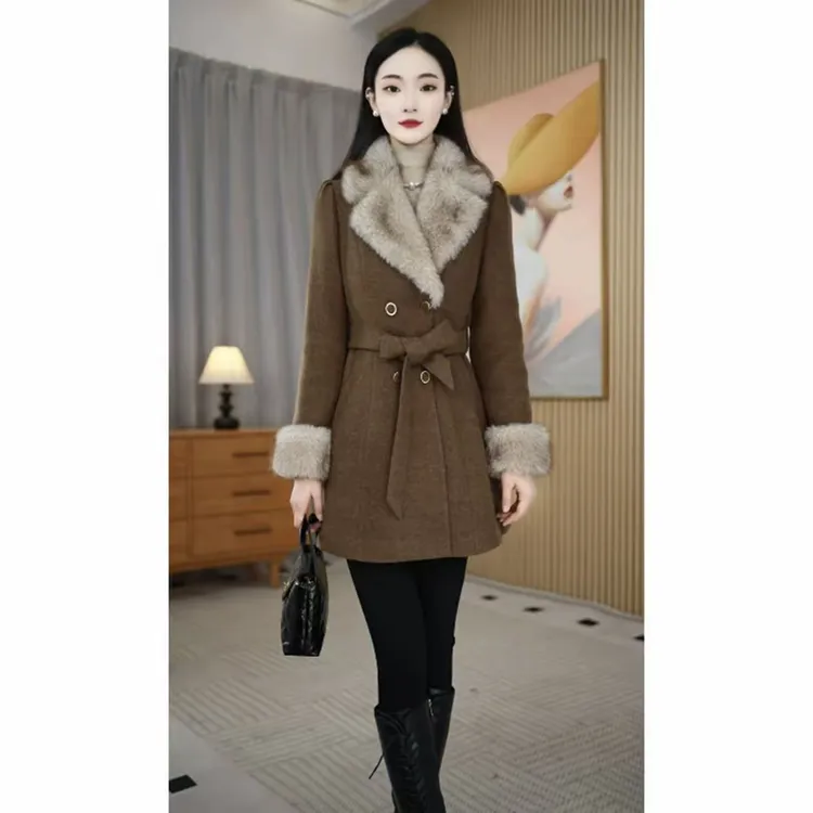 【艾丝琪】冬季新款大气百搭时尚保暖收腰显瘦洋气女士外套M-2XL