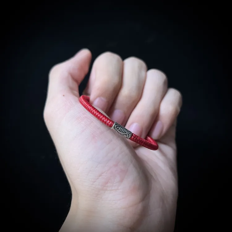 925银布艺手链 （锦鲤上岸）高光蜡线金刚结上岸红绳