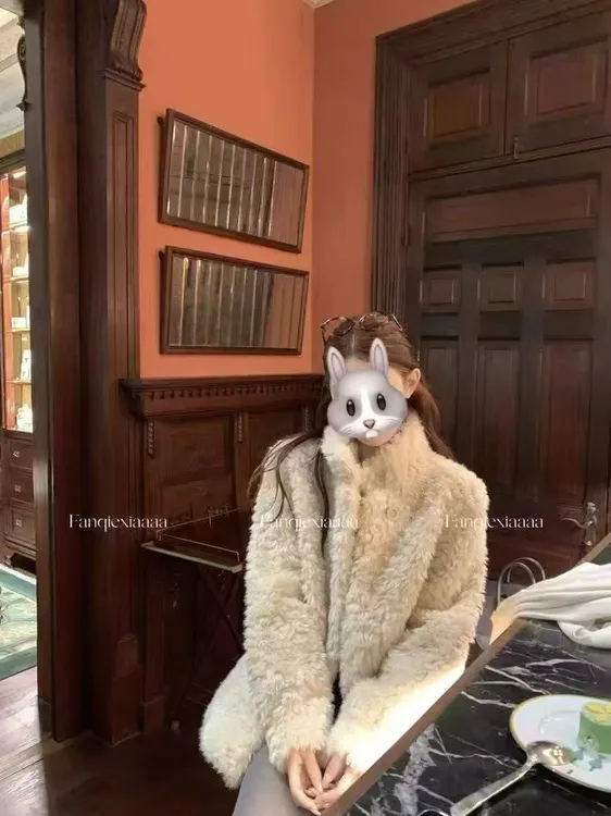 番茄侠富人区Teddy4.0环 保皮草羊羔毛皮毛一体宽松加厚毛毛外套