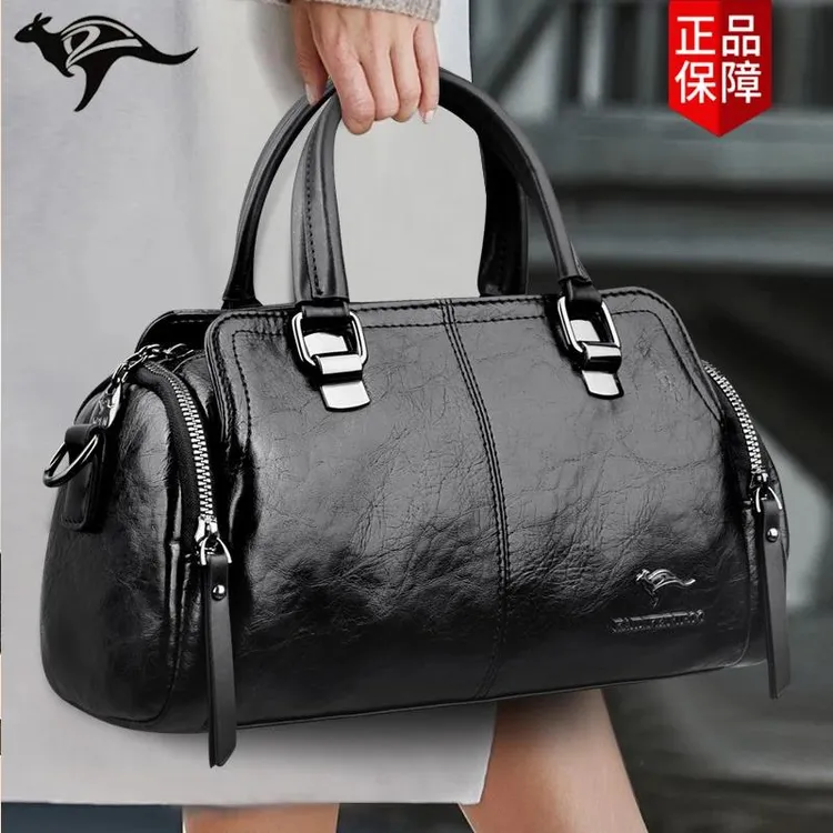 品牌真皮女士包时尚手提包波士顿包大容量软皮中年妈妈单肩斜挎包