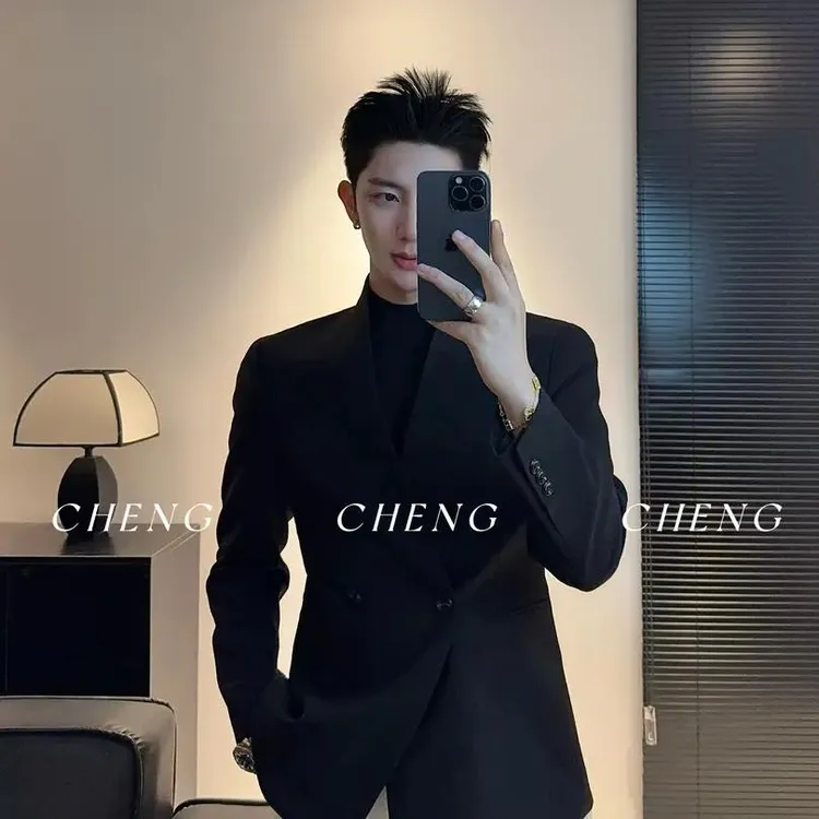 「程程的试衣间」高定系列青果领绅士西服外套时尚痞帅休闲西装外套