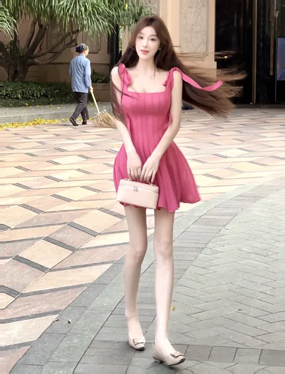 WW定制「槛上风花」法式轻奢气质纯欲性感修身显瘦收腰洋气连衣裙