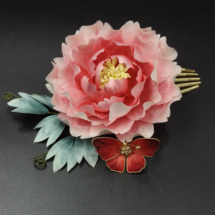 大牡丹合集 非遗绒花 NO退NO换 一物一拍 纯手工制作红色古风