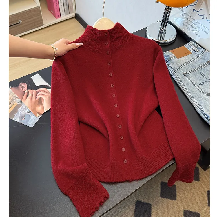 大码女装胖mm秋冬就新款慵懒风本命年红色软糯高领针织衫打底毛衣
