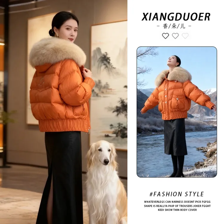 甜美漂亮大毛领棉衣2026冬季款风格减龄活力轻松冬日少女感造型