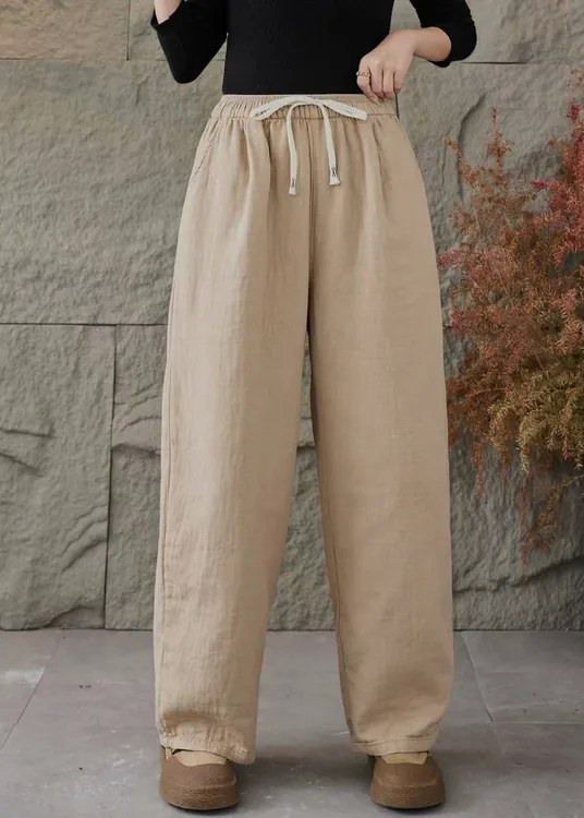 2025秋新款斜纹双纱棉哈伦裤老爹裤休闲百搭宽松裤子女006