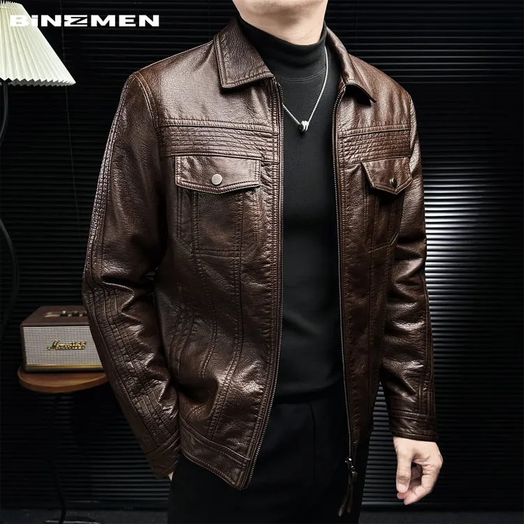 痞帅机车风皮衣夹克外套男款爆款2025新款秋冬季修身保暖男士上衣