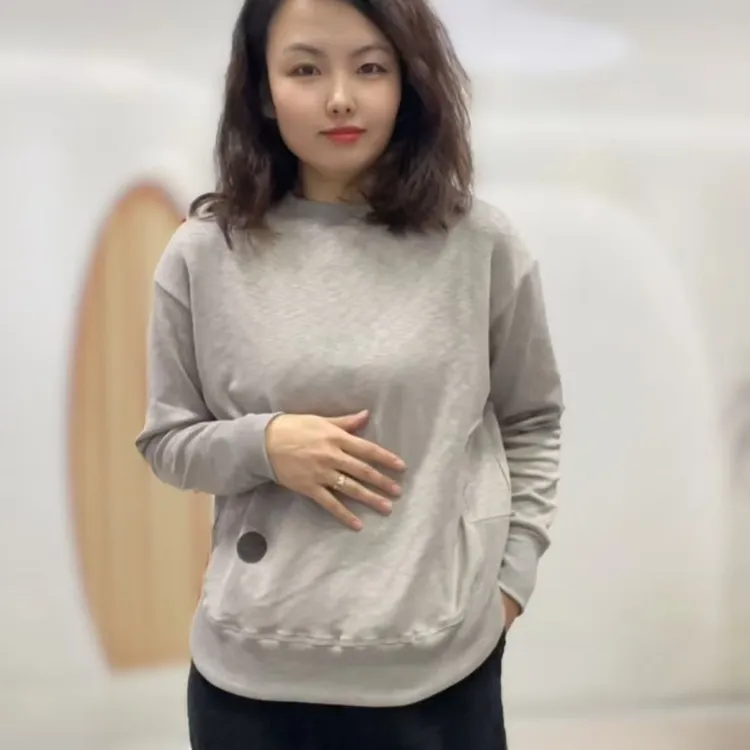 【香香优选】韩国女士秋季下摆螺纹小圆标套头卫衣新款洋气舒适百搭