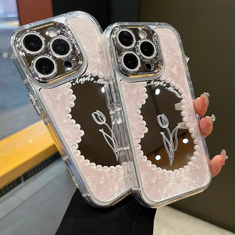 适用苹果系列iPhone16新款手机壳15promax优雅郁金香全包精孔镜面