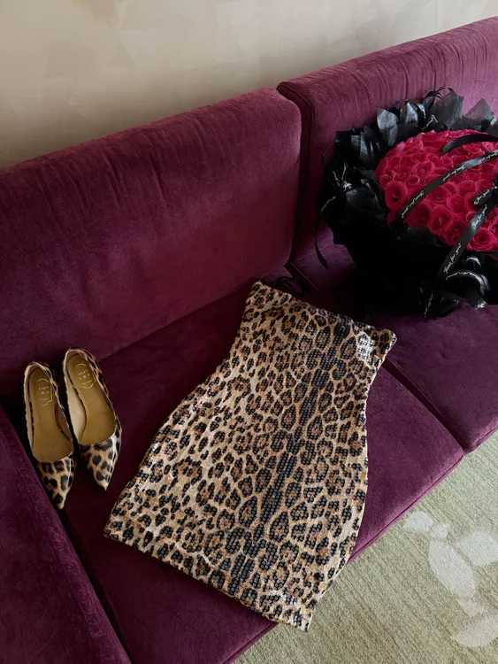 【现货】胖婷大码定制胖mm「烧烧小野猫」辣妹豹纹亮片弹力包臀连衣裙