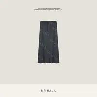 MRHALA耕云精织马海毛抽绳廓形松紧直筒式长裙女 LQ58017 