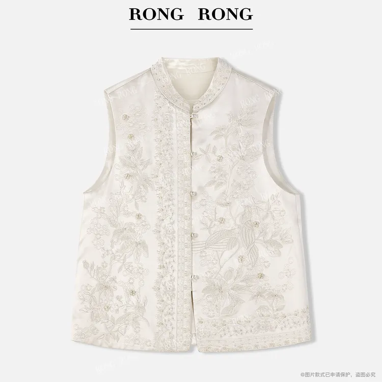 溶溶【古典雅致】RONGRONG 醋酸缎面国风刺绣新中式马夹L25C297S