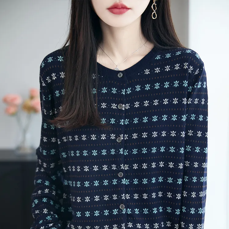 哥弟阿玛施正品法式高级感提花羊毛针织开衫女外套毛衣2025新款