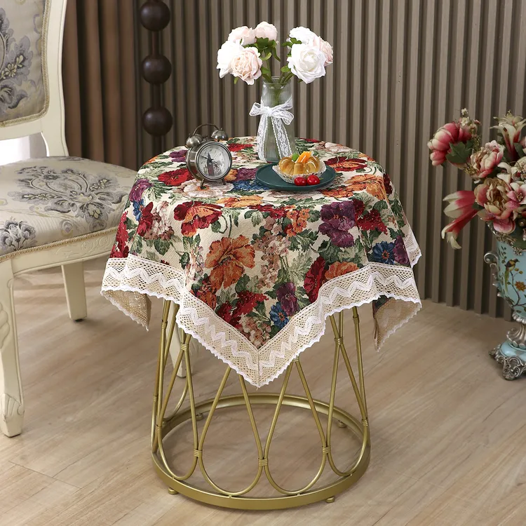 复古美式油画风桌布民族风餐桌台布方形棉麻布艺餐桌布