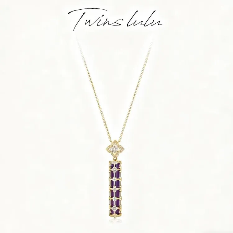 TWINSLULU 【花筒】2026新款高级感简约新中式风圆形项链TSJ7798