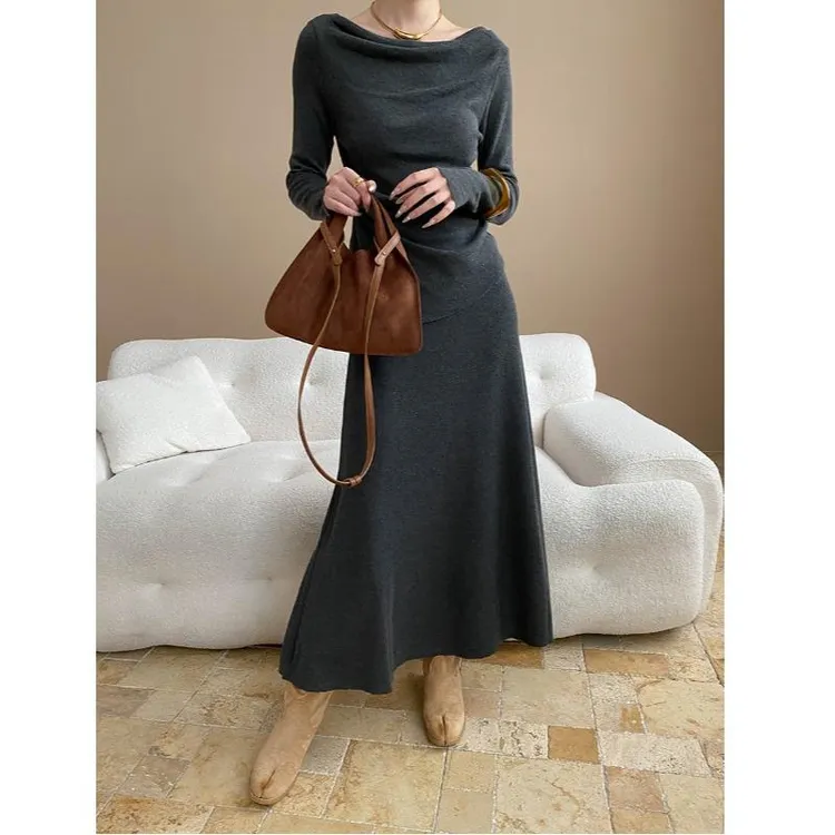 2025最新上新时尚套装套装修身针织女装秋季高领包臀裙子打底秋冬