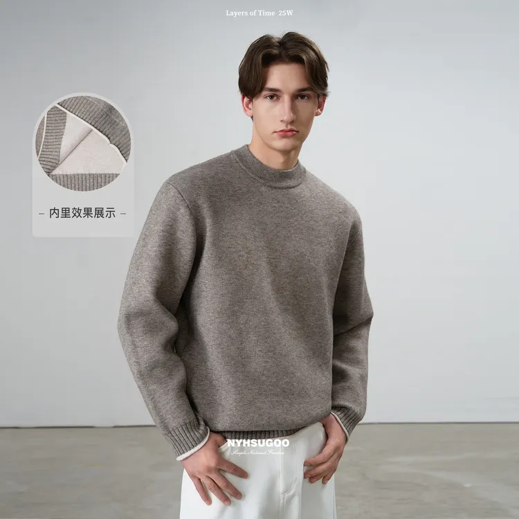 NYHSUGOO/南乙28支色纺加厚圆领休闲毛衣秋冬53993叠穿长袖打底