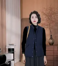 孜禾圆领棉马甲通勤风冬季马夹保暖短款外套百搭立领女士外衣