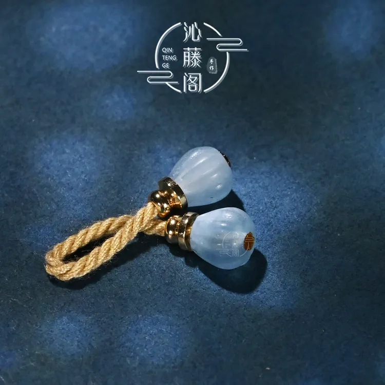 6MM海蓝宝瓜珠弟子珠一对文玩配珠108手串手持配饰配珠收尾配件