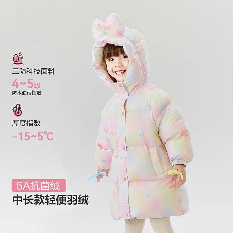 笛莎女宝宝羽绒服冬季儿童衣服甜美外套可爱蝴蝶结帽子-332556520