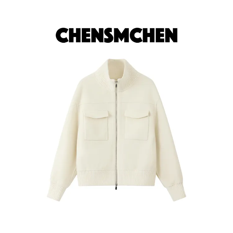 CHENSMCHEN 绵羊毛双头拉链毛呢外套女时尚气质简约上衣CSD9788LC
