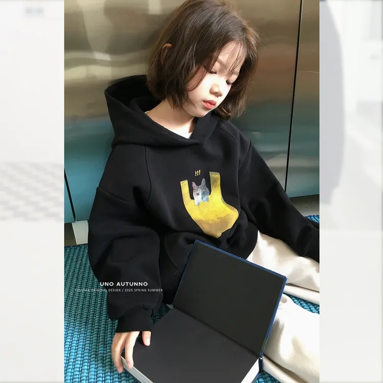 「UNO AUTUNNO」【呆咪】更软华棉女中大童卡通图案套头卫衣GQ1909