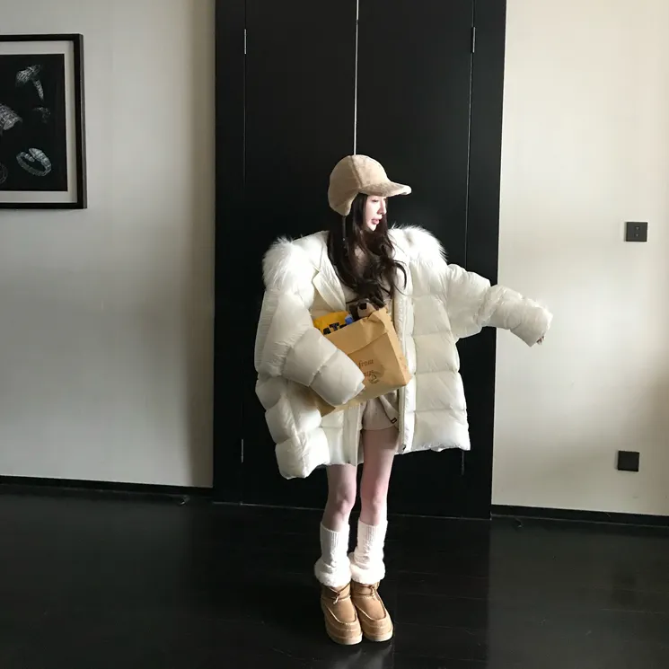 "云朵大被子"大毛领棉服外套女2025冬季新款高级感宽松保暖面包服