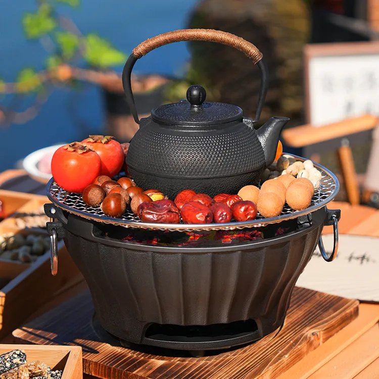 【原始人诗话围炉】煮茶烤火炉铸铁烧烤炭炉家用室内户外炭器具全套