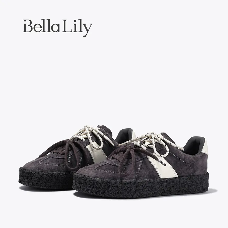BellaLily2025秋季新款复古厚底德训鞋女小众休闲鞋美式运动板鞋