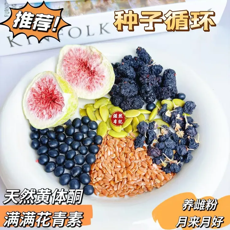 种子循环茶亚麻籽冻干无花果黑桑椹 黑枸杞黑豆南瓜籽