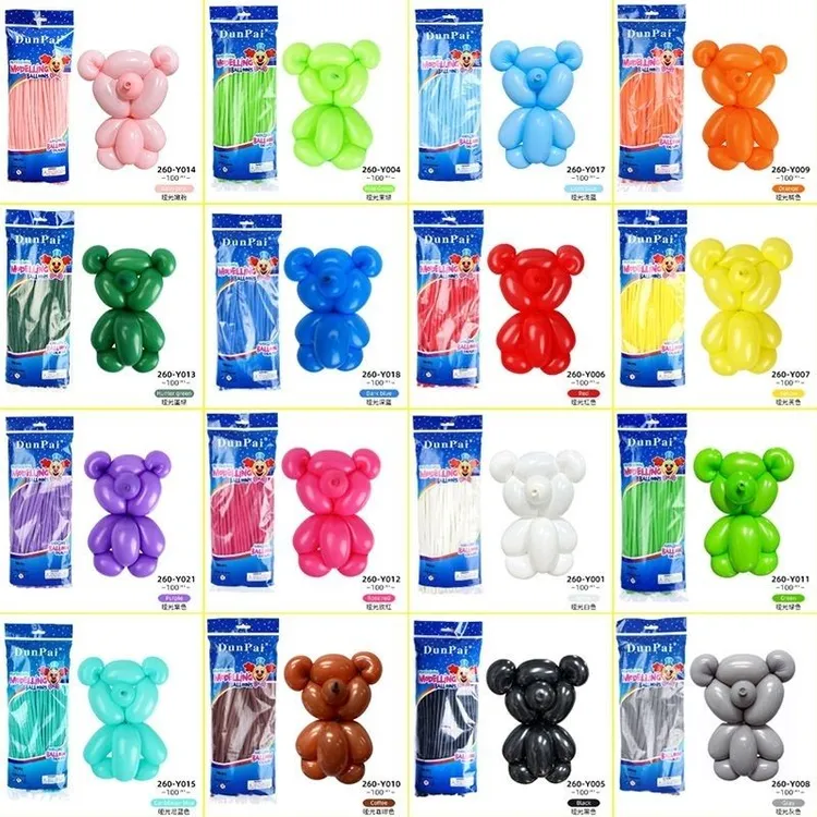 dun牌1.8克长条气球260魔术卡通儿童造型花样编织花束装饰